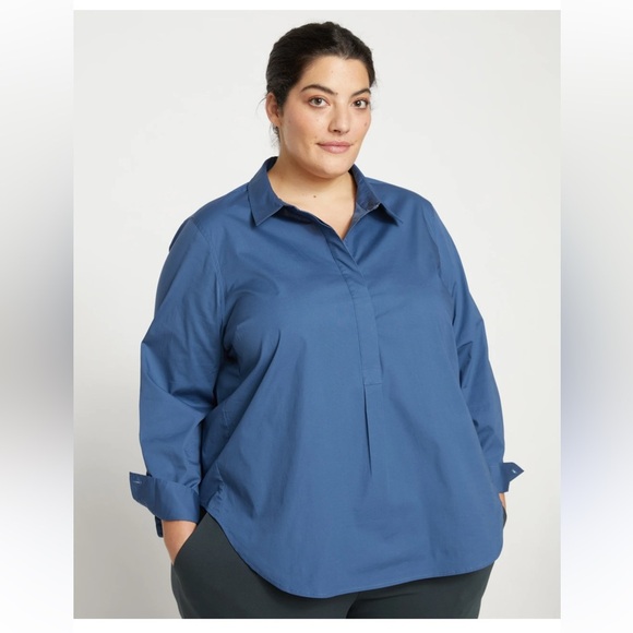 Universal Standard Elbe Popover Stretch Poplin Shirt Classic Fit- S - Picture 2 of 10